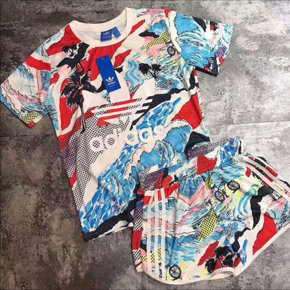 New adidas 2 piece print sportswear outfit